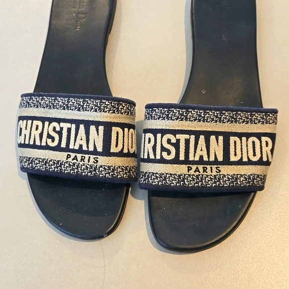 Authentic Dior D way slides Size 39.5 Deep Blue - Picture 2 of 8